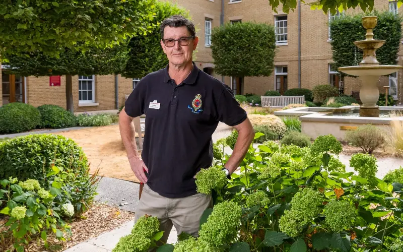 Ric Glenn, head of gardens at the Royal Hospital, says it was important to have simple colours such as green to create a sense of calm - Andrew Crowley