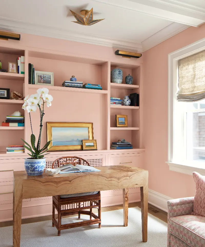 Home office painted in Benjamin Moore Precocious 051. (Image credit: Benjamin Moore)