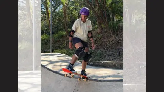 Oorbee Roy, 51, took to skateboarding to not miss out on the fun others in her life were having. (INSTAGRAM/@AUNTYSKATES)