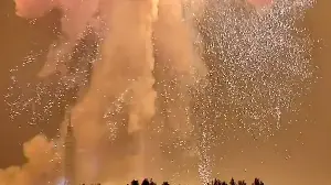 Moment Blue Origin rocket explodes during launch pad test