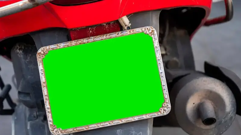 Hanoi Motorbike Moped Scooter License Plate Green Screen Chroma Key. Marketing Advertisement Billboard space for motor vehicl