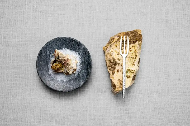 Kooz, a sea snail or whelk, with mehyawa butter and citrus oil.