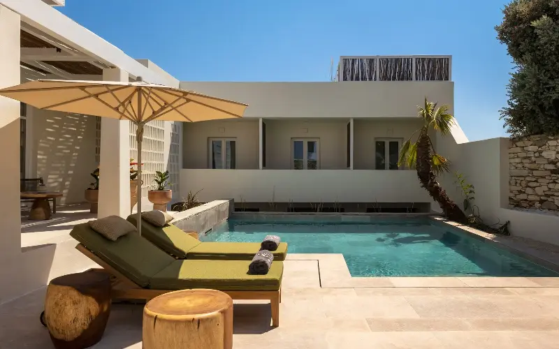 New high-end hotels have been developed across Paros, including the 26-room boutique Meros - Meros