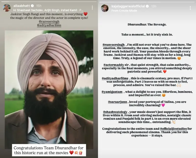 Alia Bhatt and Kajal Aggarwal review Dhurandhar The Revenge