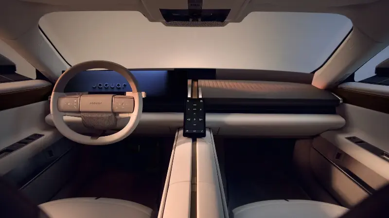 The new Jaguar Type 01 interior is so minimalist it doesn't even feature a rear-view mirror (Jaguar)