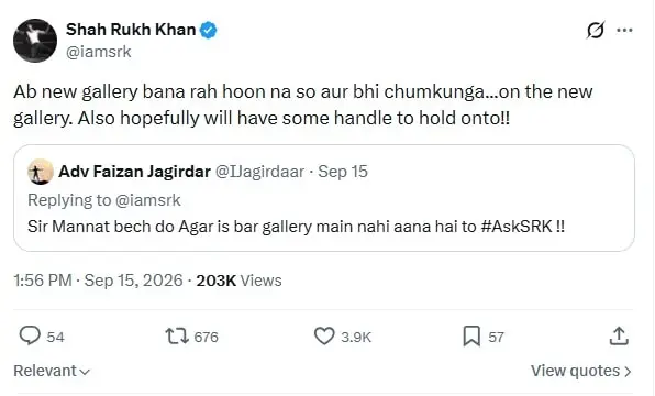 SRK shares update about his bungalow renovation in Mumbai. 