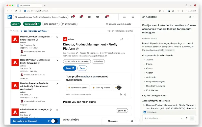 The assistant can now manage tasks like searching LinkedIn for specific job roles, comparing flight prices across several travel sites, or building a Google Sheet to track attendance or expenses.