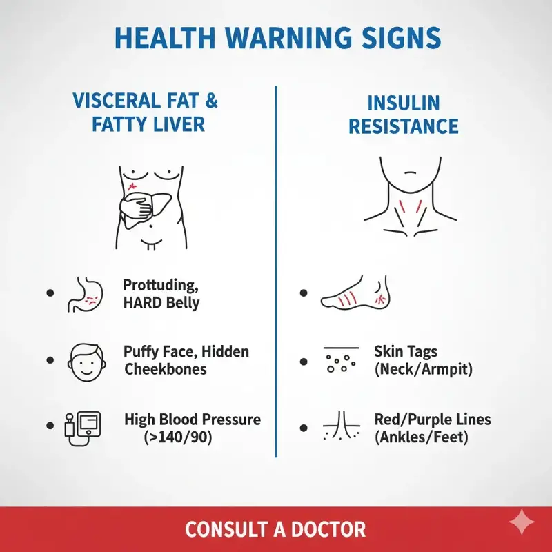 Dr Brijmohan Arora highlighted physical signs that can indicate fatty liver disease and insulin resistance, (Made using Gemini AI)