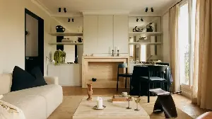 This apartment blends modern and vintage styles.