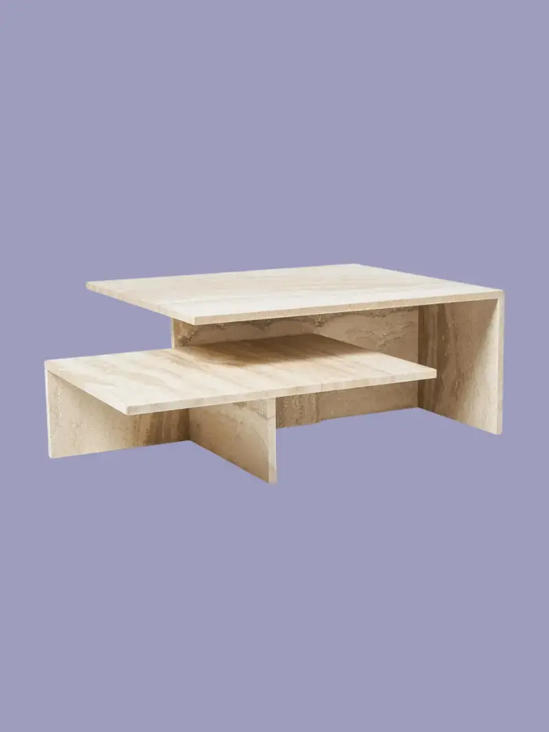 Ferm Living, Travertine Coffee Tables Distinct Grande Duo, Set of 2