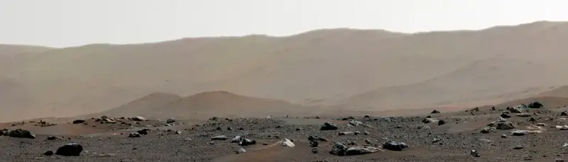 Composite image made available by NASA in February 2021 of the rim of Jezero Crater on the surface of Mars.