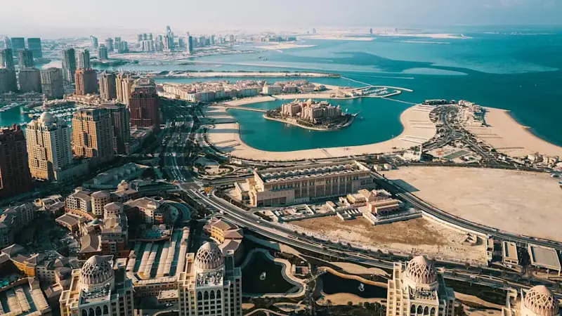 The Pearl of Doha in Qatar aerial view