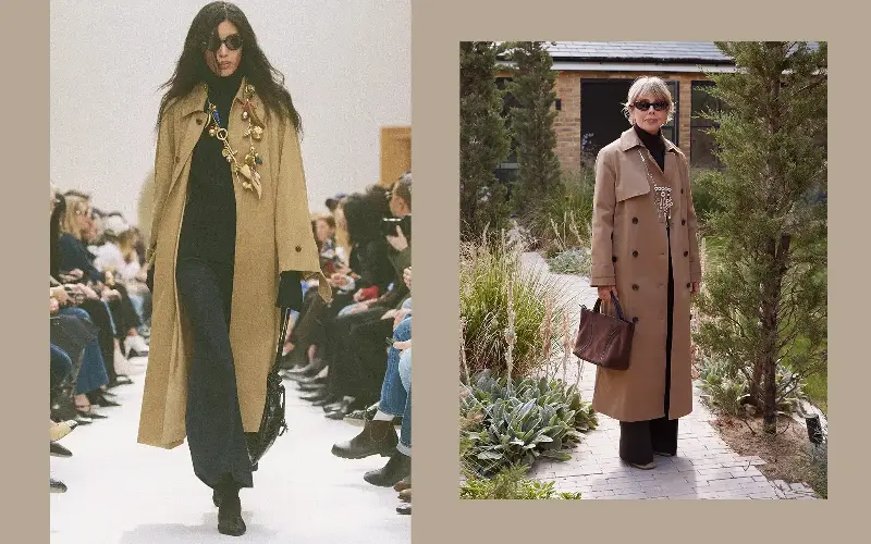 At Celine, the familiar camel was given a new attitude with dark layers, oversized sunglasses and substantial jewellery