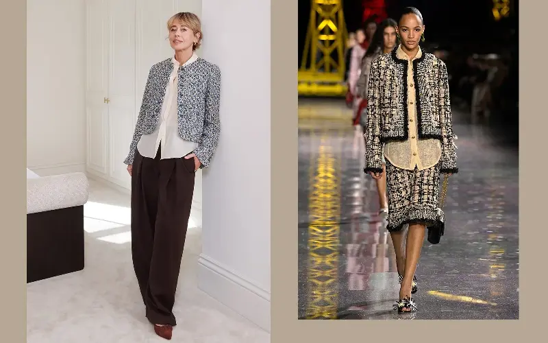 The easiest way to modernise Chanel’s tweed jacket is to introduce something looser