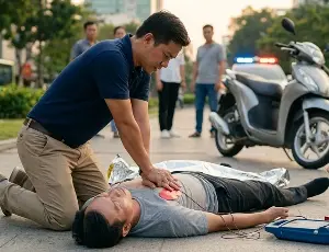Chest compressions: A crucial first aid skill in case of cardiac arrest.