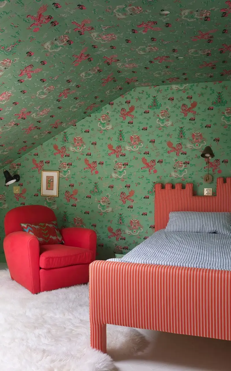 Designer Rachel Chudley says pairing a bright red with an acidic green helps reduce the colours’ Christmas feeling - Simon Upton