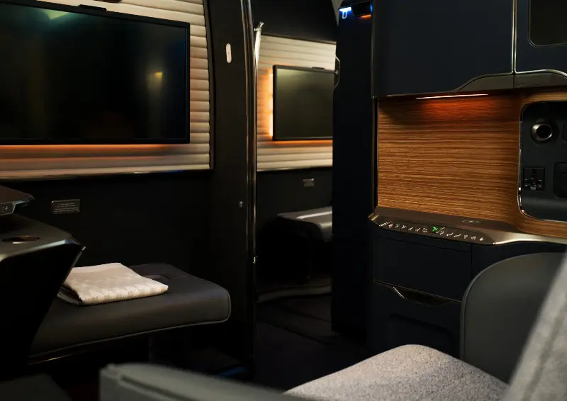Each first-class suite has 5ft high walls and a door for almost total privacy - British Airways
