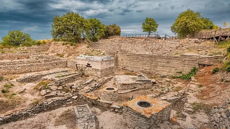 The ruins of Troy in Hisarlik, Turkiye