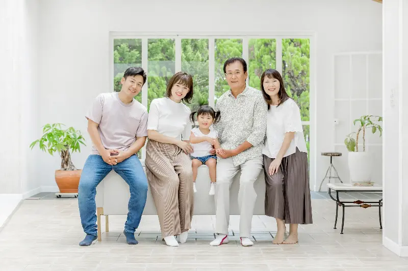 Asian three generation family