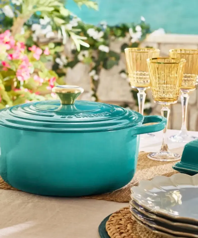The brilliant Riviera blue is new for 2026, and looks wonderful on a summer table. (Image credit: Le Creuset )
