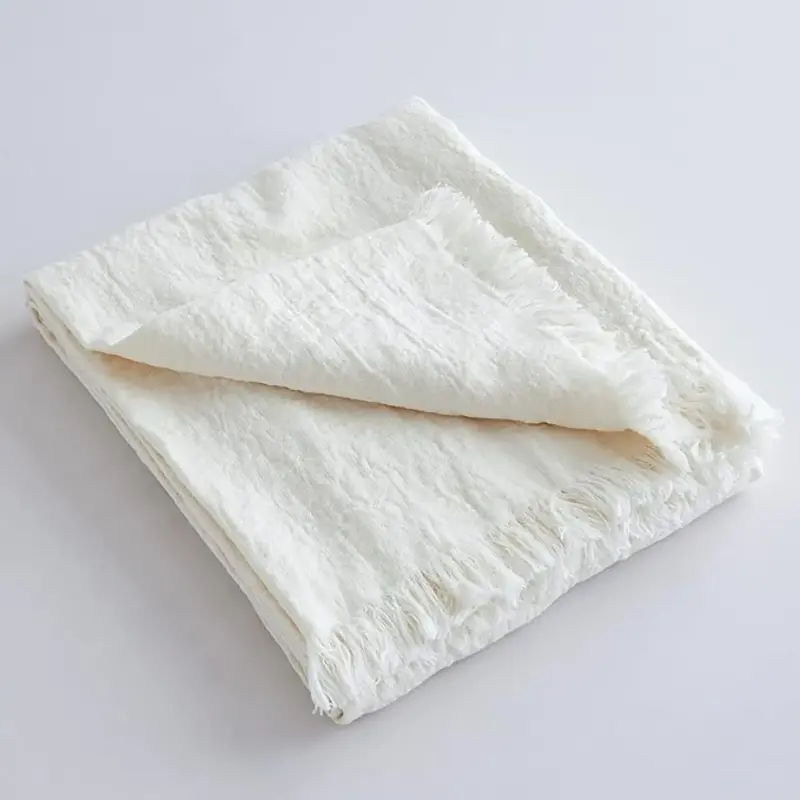 100% Linen Throw Blanket with Fringe