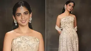 Isha Ambani glows in east-meets-west look for a sangeet ceremony, pairs sparkly corset top with designer lehenga