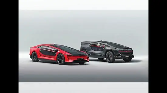 The triangular wedge shape of both the sedan and the SUV borrows from traditional Najdi architecture.