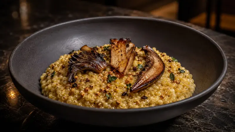 Try foxtail millet risotto with roasted wild mushrooms. It has a creamy consistency with a crunchy texture. 