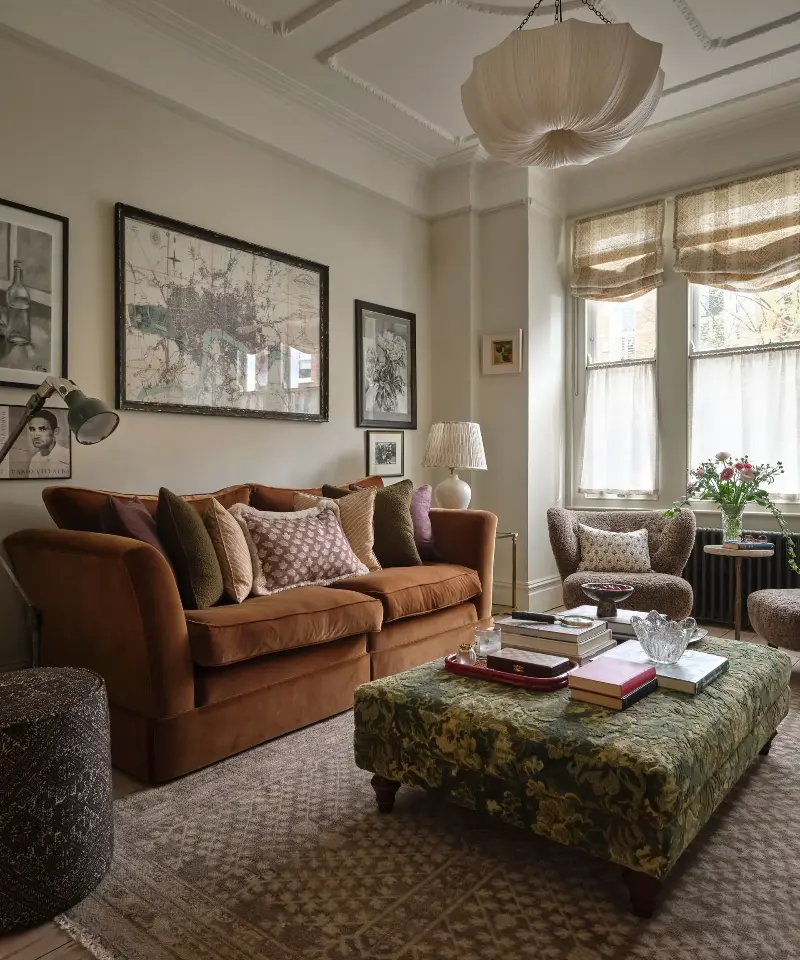 'The Pierre Frey tapestry jacquard felt like the perfect compromise' to this neutral living room designed by Eliza Dewbury. (Image credit: Interior Design: Eliza Dewbury Designs / Photography: Sarah Griggs / Styling: Rachel Moreve)