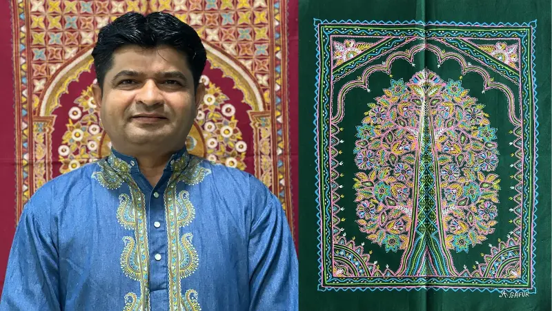 Sumar Khatri continues Gujarat's 400-year-old Rogan art tradition while introducing handcrafted creations to buyers across India and abroad.