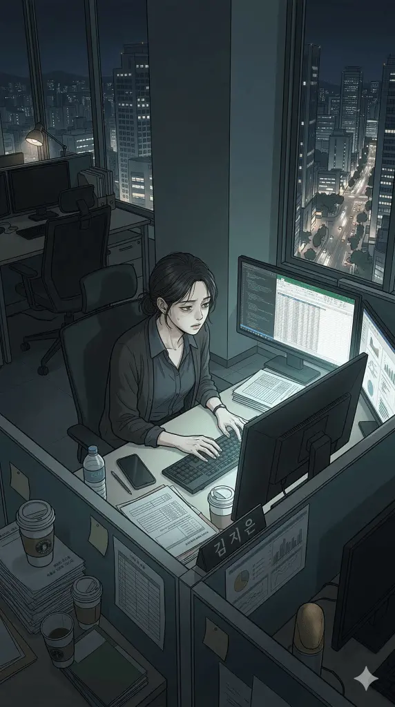 Corporate worker doing overtime