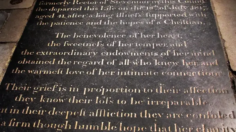 Austen’s memorial stone in Winchester Cathedral.