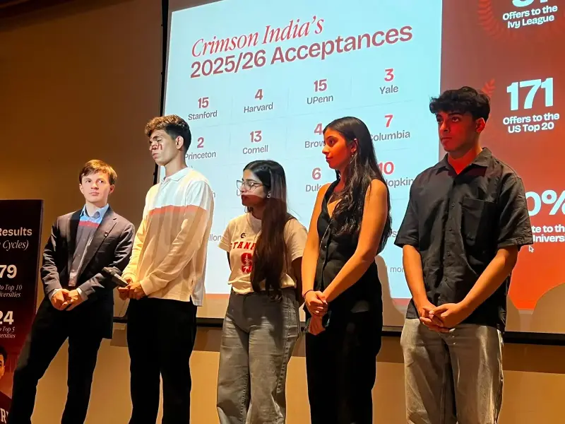 Jamie Beaton with Crimson Education students 