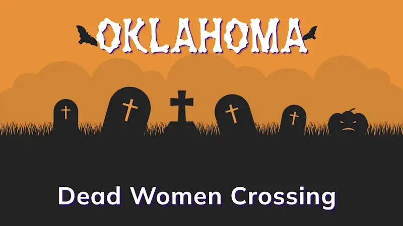 Graphic of a graveyard with a state and place name, in orange