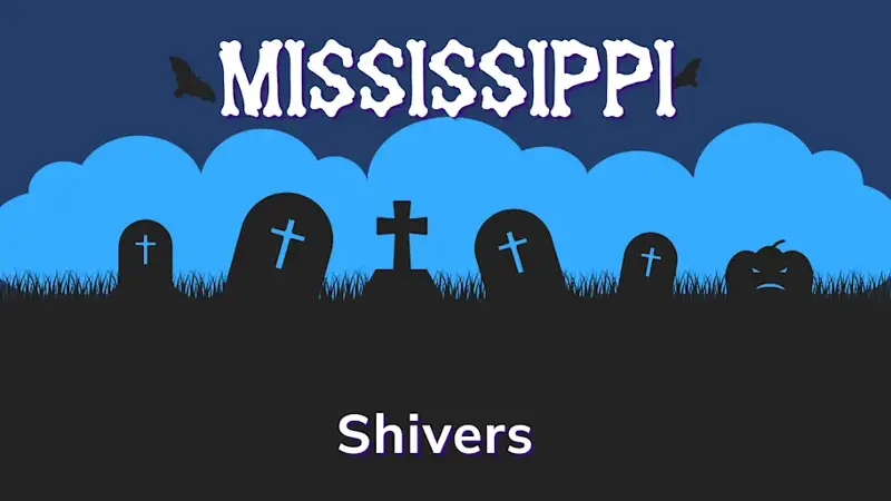 Graphic of a graveyard with a state and place name, in blue