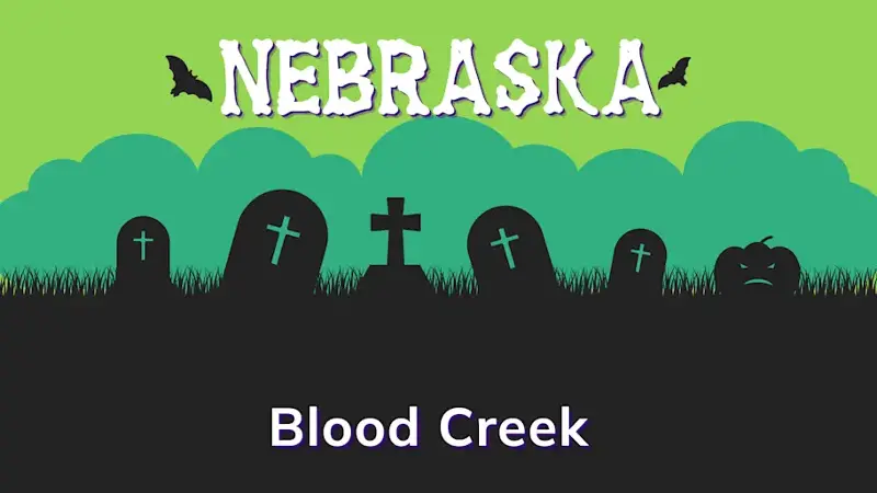 Graphic of a graveyard with a state and place name, in green