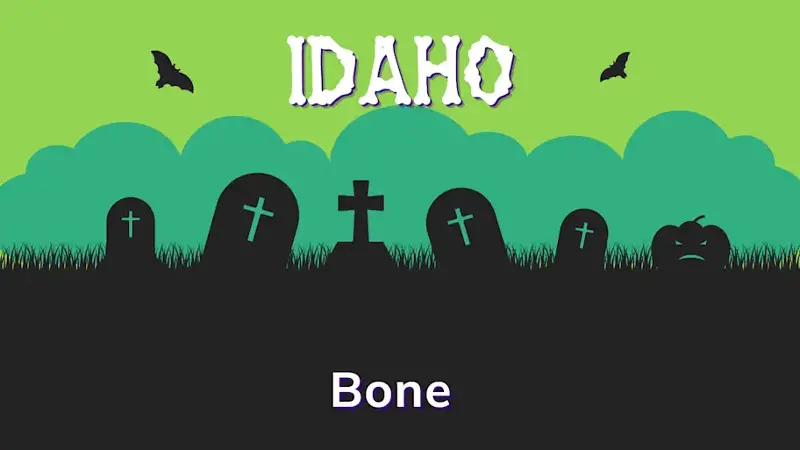 Graphic of a graveyard with a state and place name, in green