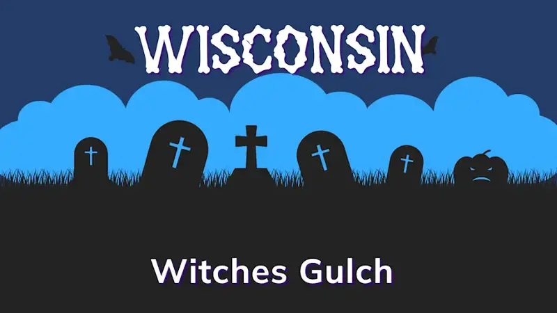 Graphic of a graveyard with a state and place name, in blue