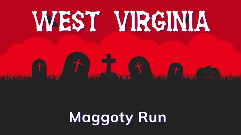 Graphic of a graveyard with a state and place name, in red