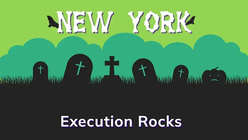Graphic of a graveyard with a state and place name, in green