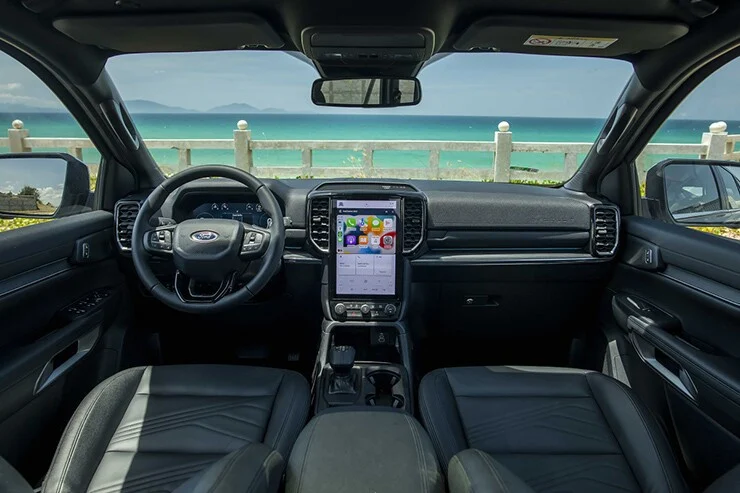 The modern interior of the 2026 Ford Everest.