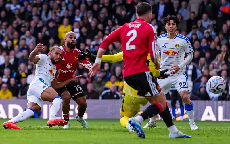 Dominic Calvert-Lewin (left) fires home Leeds’ second-half equaliser - Leeds United via Getty Images/Malcolm Bryce