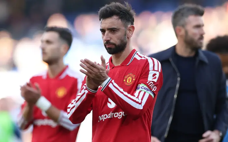 Bruno Fernandes also applauds the Manchester United fans - Getty Images Europe/Michael Steele