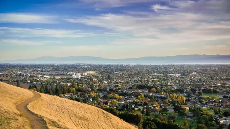 Evening view towards Fremont, San Francisco bay, California