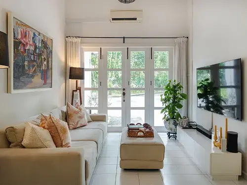 black and white living room