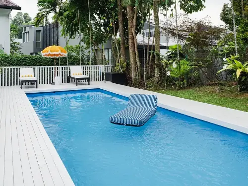 black and white pool