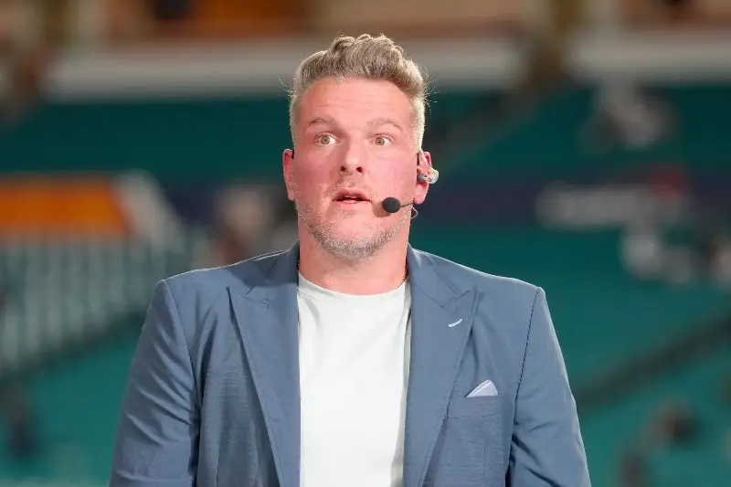 ESPN personality Pat Mcafee on set during pregame of the 2025 Orange Bowl  between the Penn State Nittany Lions and Notre Dame Fighting Irish at Hard Rock Stadium on January 9, 2025 in Miami Gardens, Florida. (Photo by CFP/Getty Images)