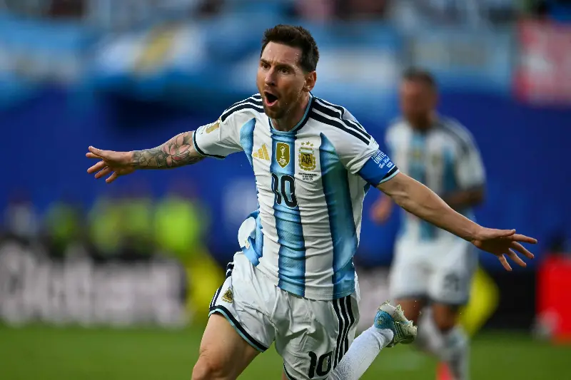 Lionel Messi after his first goal against Algeria. 