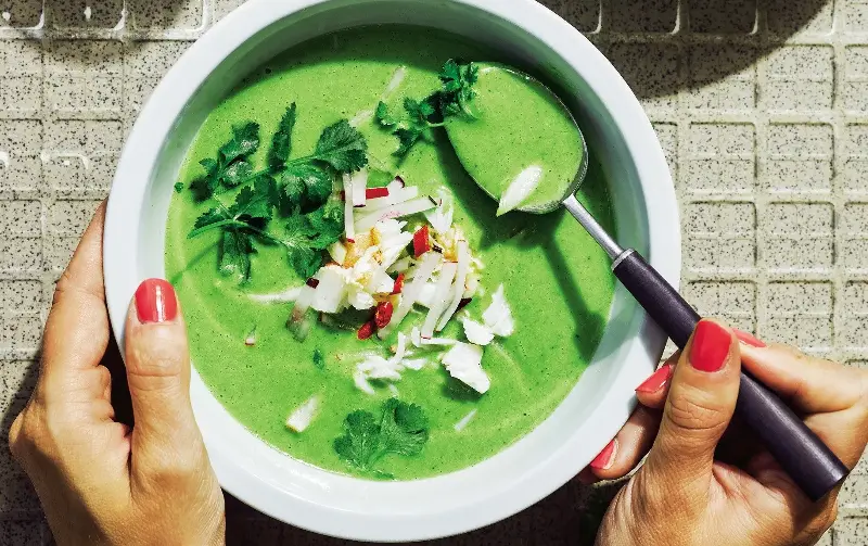 This Thai-inspired pea soup with crab and radishes is extremely refreshing - Haarala Hamilton and Valerie Berry