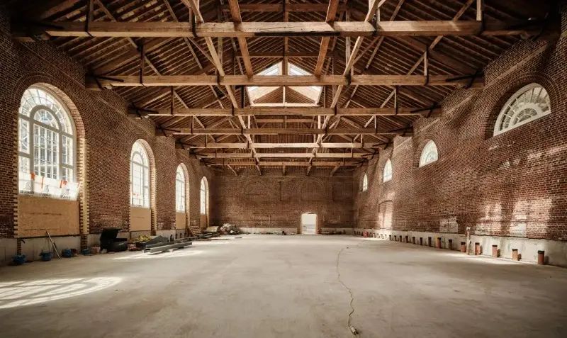 A view of the interior of the Riding School at St. John’s Wood Square that’s undergoing restoration.